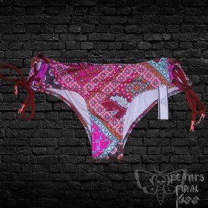 Victoria's Secret corset style lace up side bikini bottom paisley floral XS